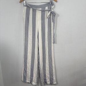 After Market Pants Women M Striped Tie Wide Leg High Rise Trouser